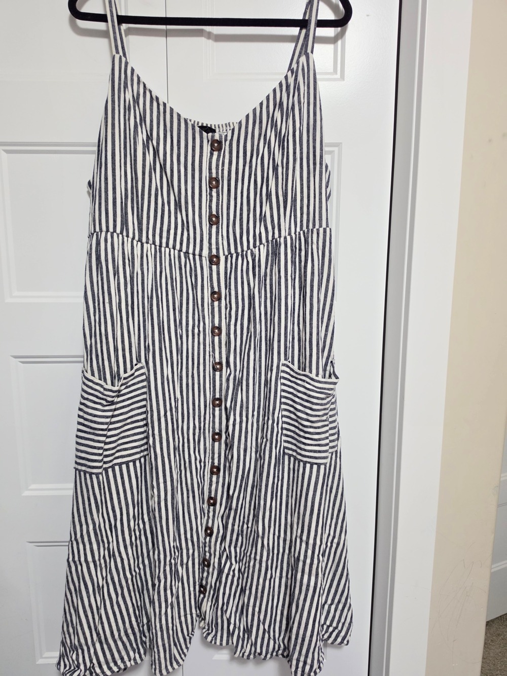 Torrid Striped Black Gray White Button-Front Sundress Sleeveless Plus Size 4